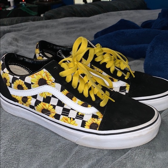 yellow vans with sunflowers